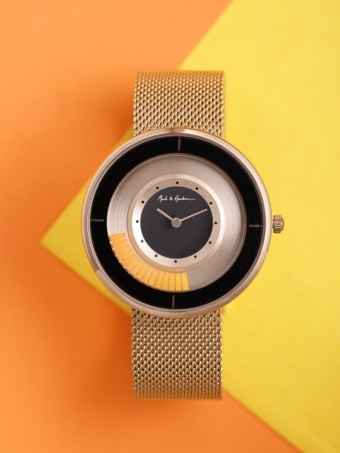 

Mast & Harbour Unisex Gold-Toned & Black Analogue Watch MFB-PN-WTH-S9703G