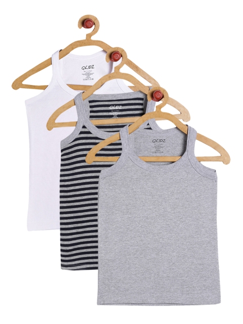 

GKIDZ Boys Pack Of 3 Innerwear Vests CMB-1, Grey