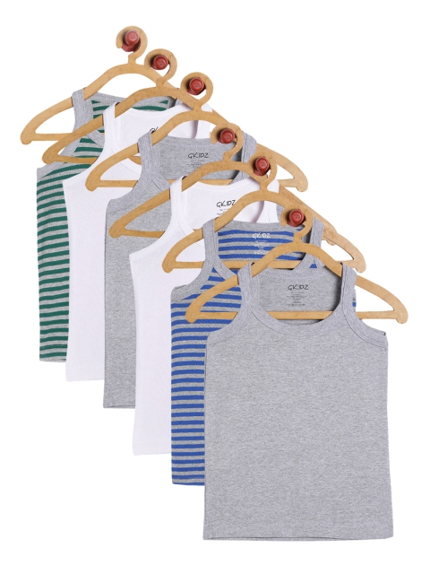 

GKIDZ Boys Pack Of 6 Innerwear Vests CMB-2, Grey