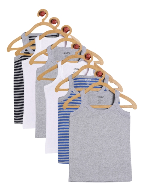 

GKIDZ Boys Pack Of 6 Innerwear Vests CMB-3, Grey
