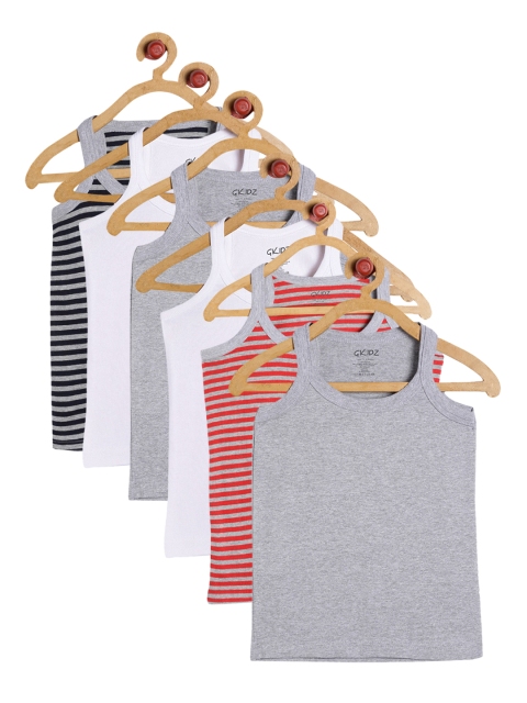 

GKIDZ Boys Pack Of 6 Innerwear Vests CMB-5, Grey