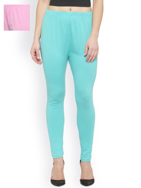 

Laabha Pack of 2 Ankle-Length Leggings, Turquoise blue