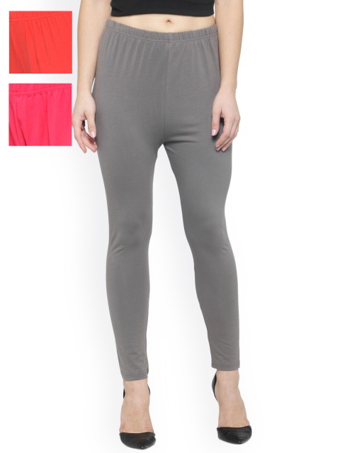 

Laabha Pack of 3 Ankle-Length Leggings, Red