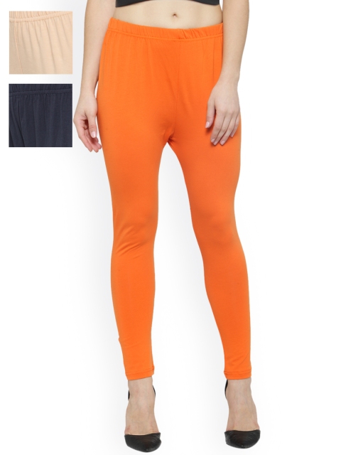 

Laabha Pack of 3 Ankle-Length Leggings, Orange