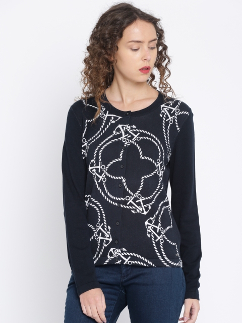 

Tommy Hilfiger Women Navy Blue & White Printed Cardigan