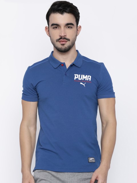 

Puma Men Blue Solid Polo Collar T-shirt