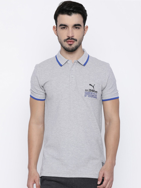 

Puma Men Grey Solid Polo Collar T-shirt