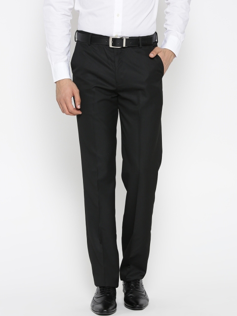 

John Miller Men Black Tailored Fit Solid Formal Trousers