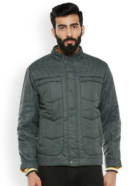 

Duke Men Green Solid Padded Jacket