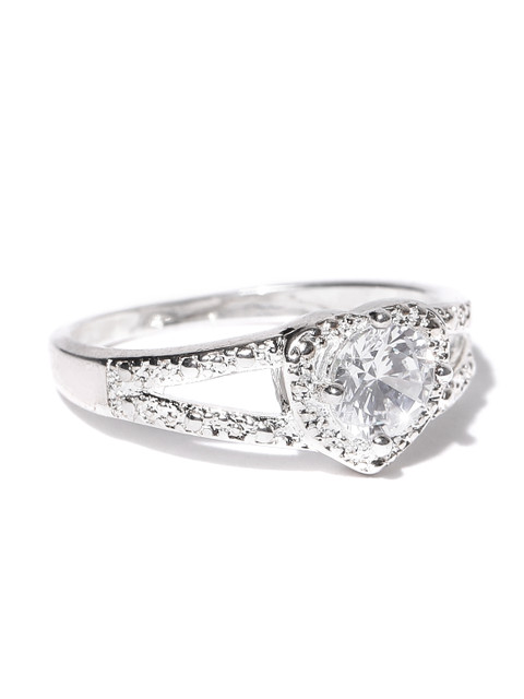 

OOMPH Sterling Silver Cubic Zirconia Stone-Studded Ring