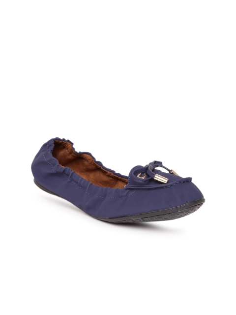 

Carlton London Flex Women Navy Solid Leather Foldable Ballerinas, Navy blue