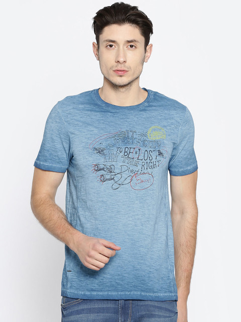 

Forca by Lifestyle Men Blue Printed Round Neck T-shirt
