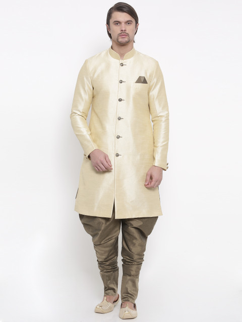 

Shahjada Cream & Bronze Patterned Nawabi Sherwani