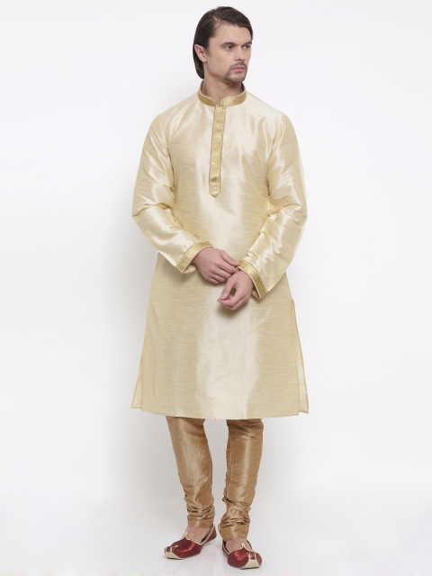 

Shahjada Men Gold-Toned Solid Kurta with Churidar