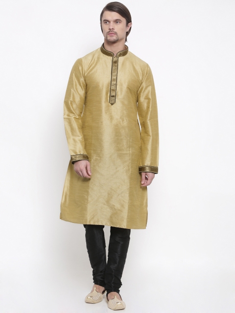 

Shahjada Men Khaki & Black Solid Kurta with Churidar