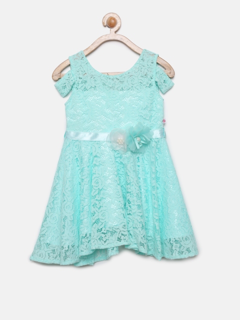 

Peppermint Girls Blue Solid Fit and Flare Dress