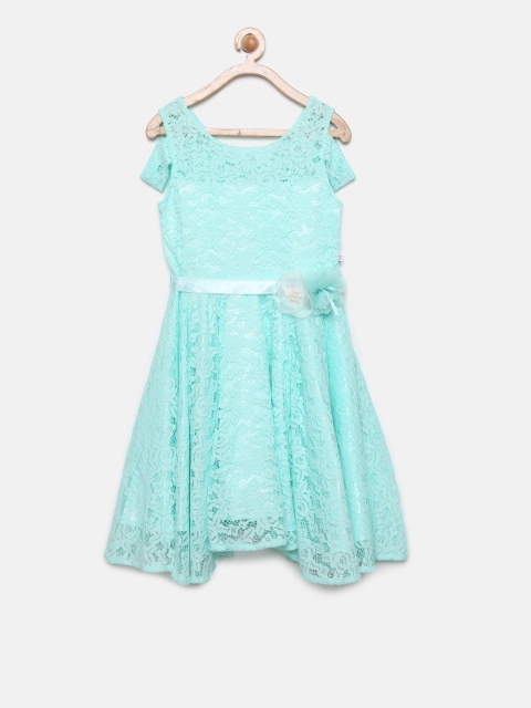 

Peppermint Girls Blue Solid Fit and Flare Dress