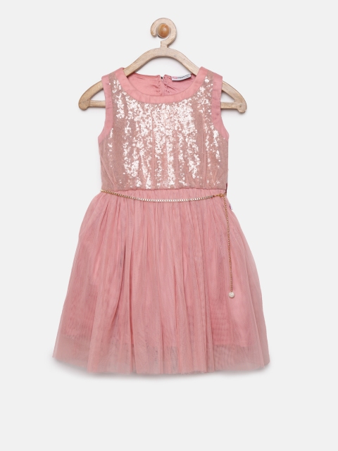

Peppermint Girls Pink Solid Fit and Flare Dress