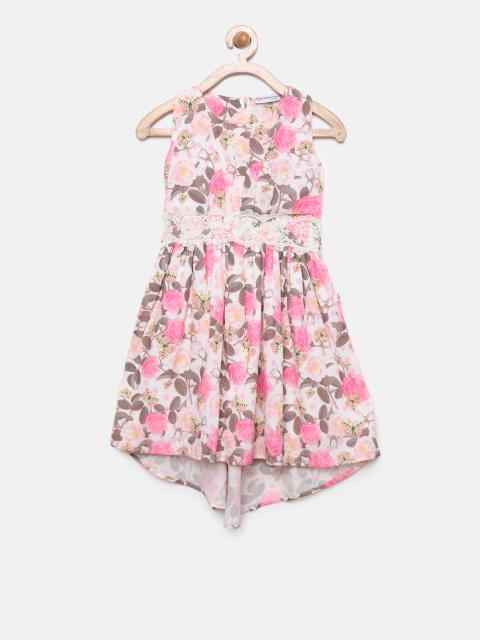 

Peppermint Girls Pink & White Printed Fit and Flare Dress
