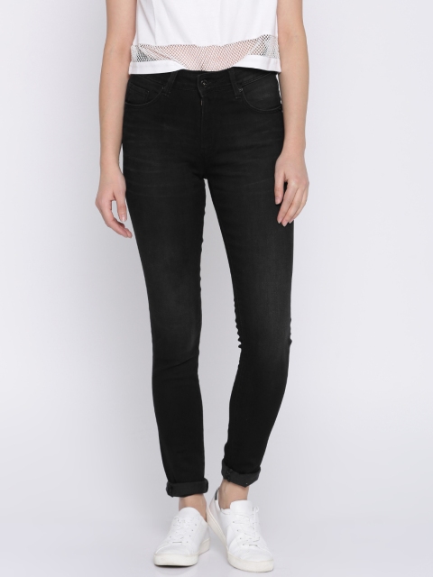 

Pepe Jeans Women Black Skinny Fit High-Rise Clean Look Stretchable Jeans