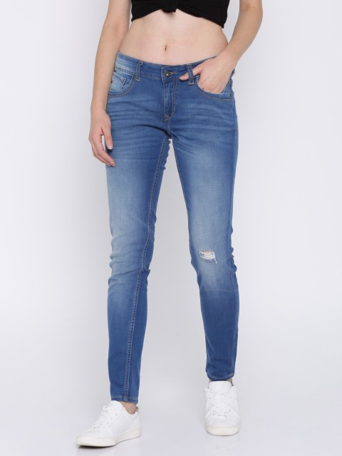 

Pepe Jeans Women Blue Regular Fit Mid-Rise Low Distress Stretchable Jeans