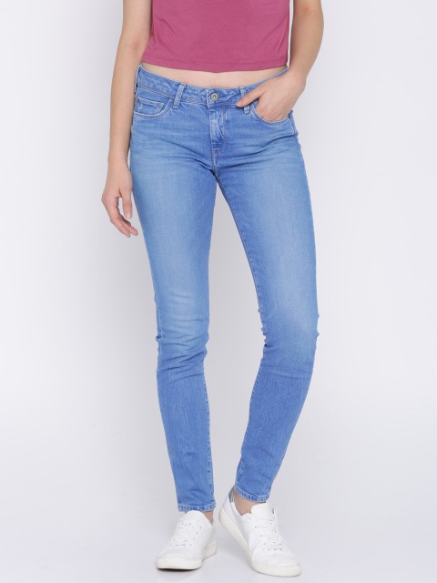 

Pepe Jeans Women Blue Skinny Fit Mid-Rise Clean Look Stretchable Jeans