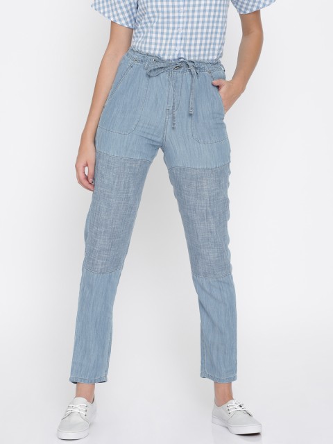 

Pepe Jeans Women Blue Regular Fit Solid Trousers
