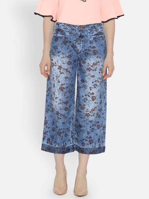 

Pepe Jeans Women Blue Flared Printed Culottes