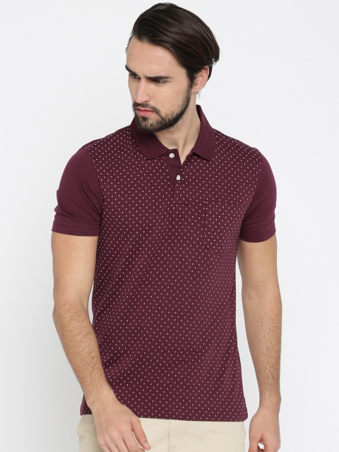 

Arrow Men Maroon Printed Polo Collar T-shirt