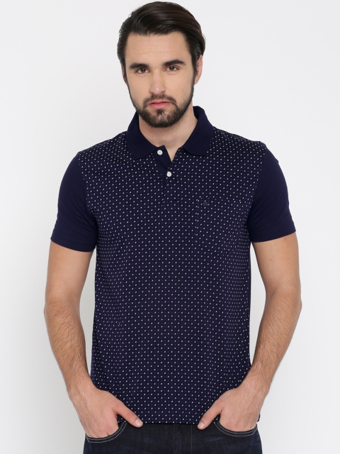 

Arrow Men Navy Printed Polo Collar T-shirt, Navy blue