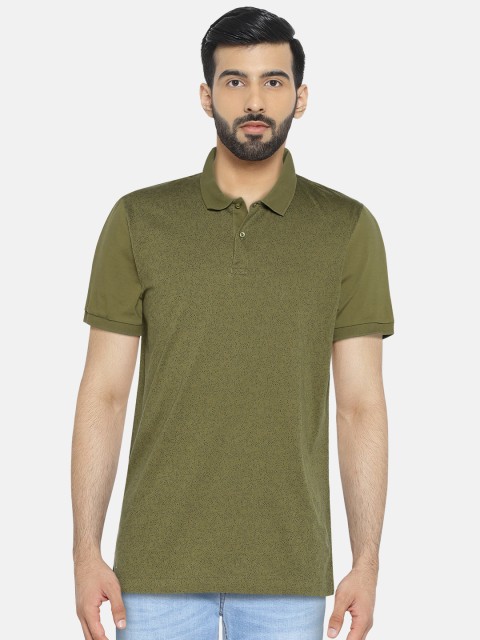 

Arrow New York Men Olive Green Printed Polo T-shirt