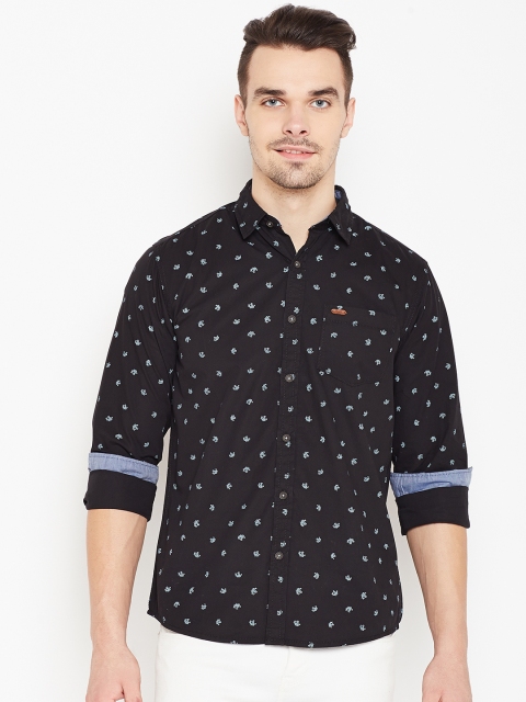 

People Men Black Regular Fit Printed Casual Shirt