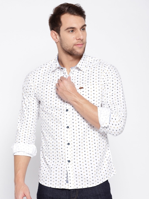

People Men White Slim Fit Printed Casual Shirt