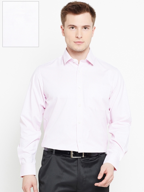 

University of Oxford by People Men Pink & White Custom Fit Checked Formal Shirt