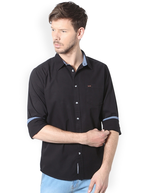 

People Men Black Slim Fit Solid Casual Shirt