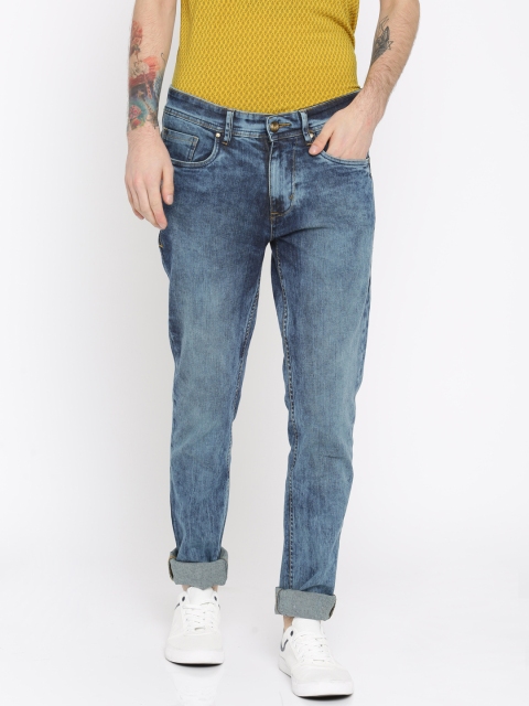 

People Men Blue Slim Fit Mid-Rise Clean Look Stretchable Jeans
