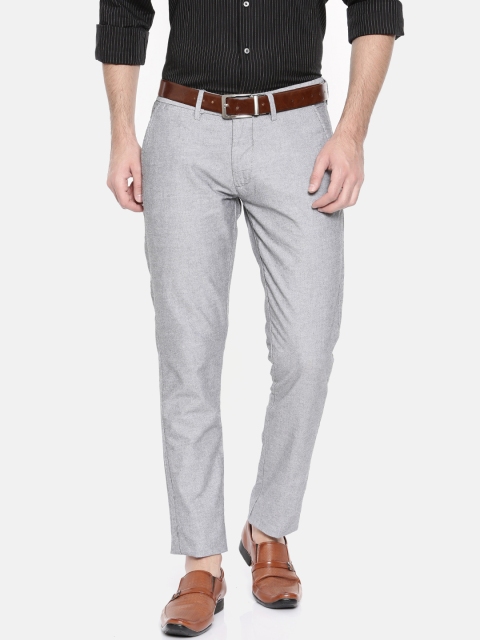 

People Men Grey & Black Slim Fit Self Design Chinos