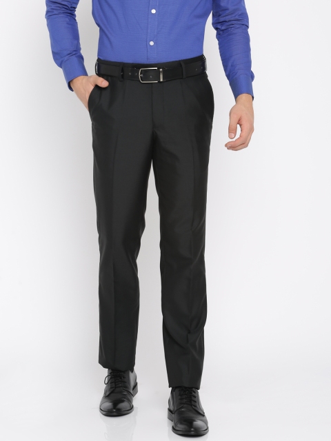 

University of Oxford by People Men Black Custom Slim Fit Solid Formal Trousers