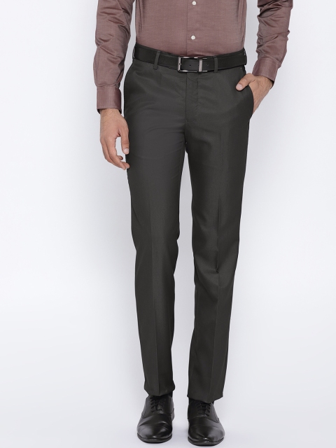 

University of Oxford by People Men Charcoal Grey Custom Fit Solid Formal Trousers