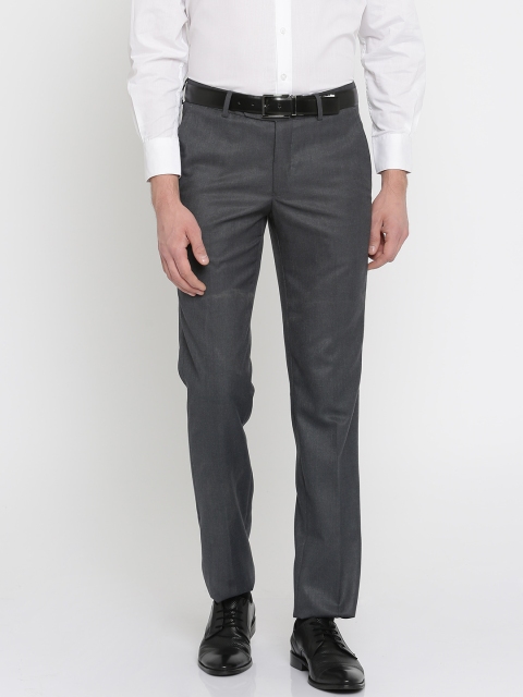 

University of Oxford by People Men Grey Regular Fit Solid Formal Trousers