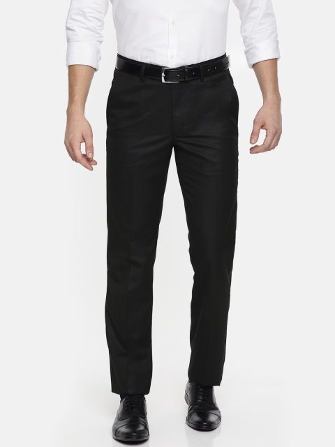 

University of Oxford by People Men Black Custom Slim Fit Solid Formal Trousers
