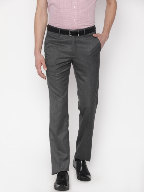 

University of Oxford by People Men Charcoal Grey Slim Fit Solid Formal Trousers