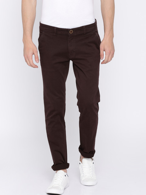 

People Men Brown Slim Fit Solid Chinos