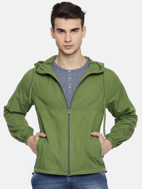 

People Men Olive Green Solid Tailored Jacket