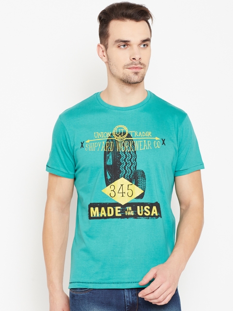 

People Men Green Printed Round Neck T-shirt