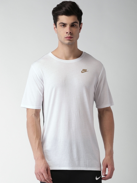

Nike Men White Solid AS M NSW TEE TB DRPTL BND MESH Round Neck T-shirt