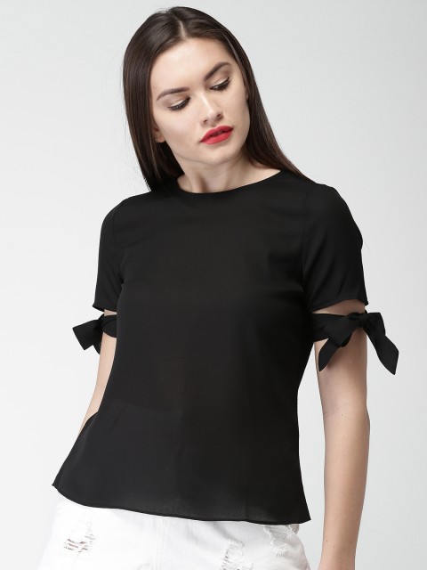 

Mast & Harbour Women Black Solid Top