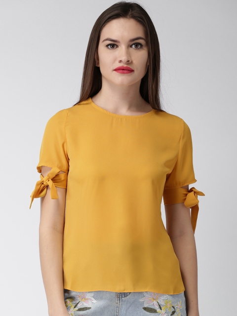 

Mast & Harbour Women Mustard Yellow Solid Top