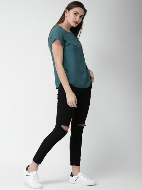 

Mast & Harbour Women Teal Solid Top
