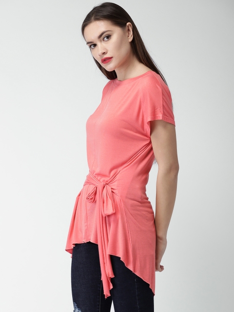 

Mast & Harbour Women Coral Pink Solid Top